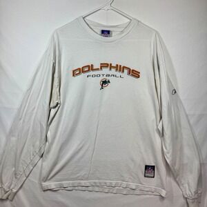 Reebok Miami Dolphins Football Long‎ Sleeve NFL Graphic T-Shirt Mens Sz Large